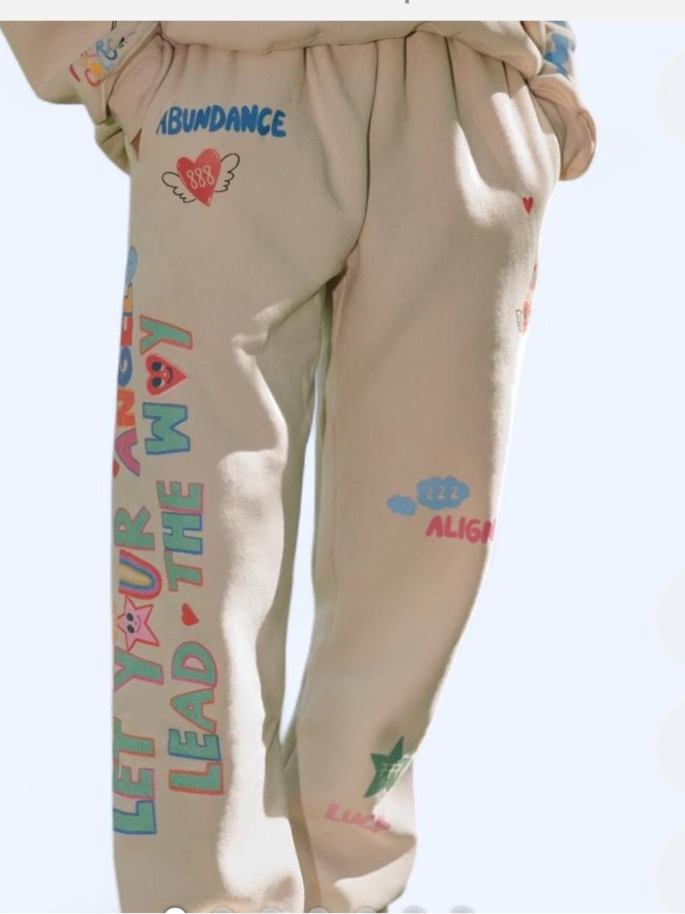 Mayfair S/M Beige rainbow hearts Graphic Jogger Bottoms -